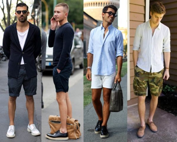 Combinações de tênis e bermudas para homens